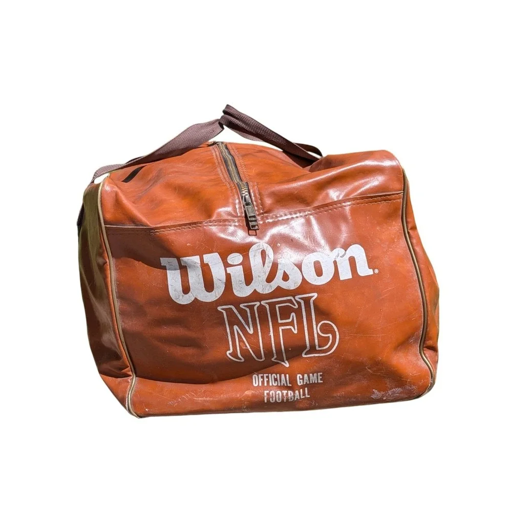 Vintage Wilson NFL Duffle Bag Brown‎ Vinyl Gym Travel Football Equipment Bag USA
